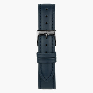 Navy Blå Læder - Gun Metal - 40mm/42mm