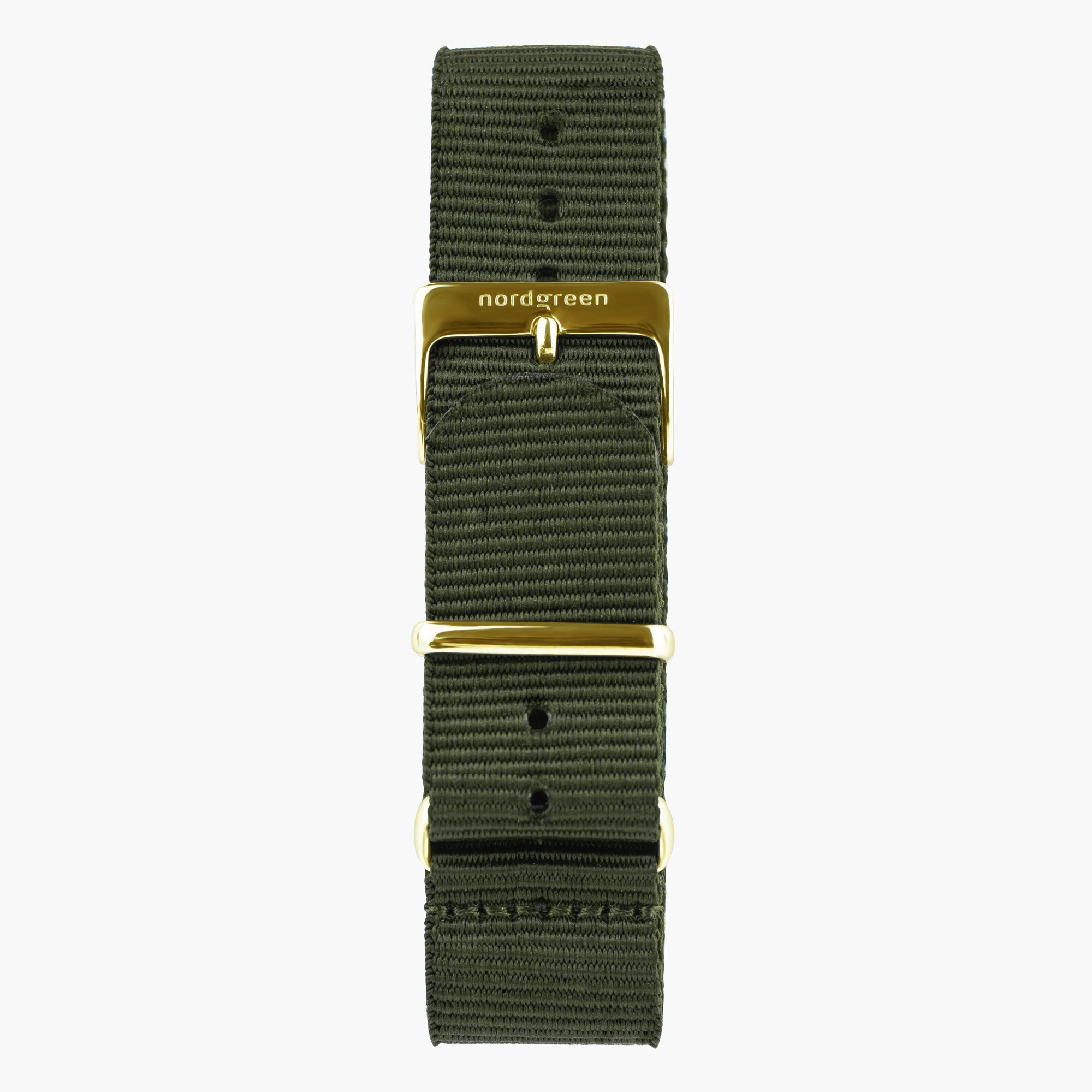 ST18POGONYAG  &Nylon urremme - olivengrøn med guld spænde - 18mm